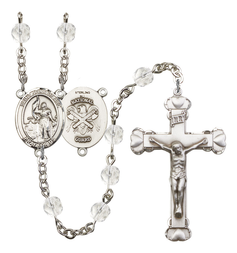St. Joan of Arc / National Guard Rosary - 6MM Fire Polished Beads (8053S5)