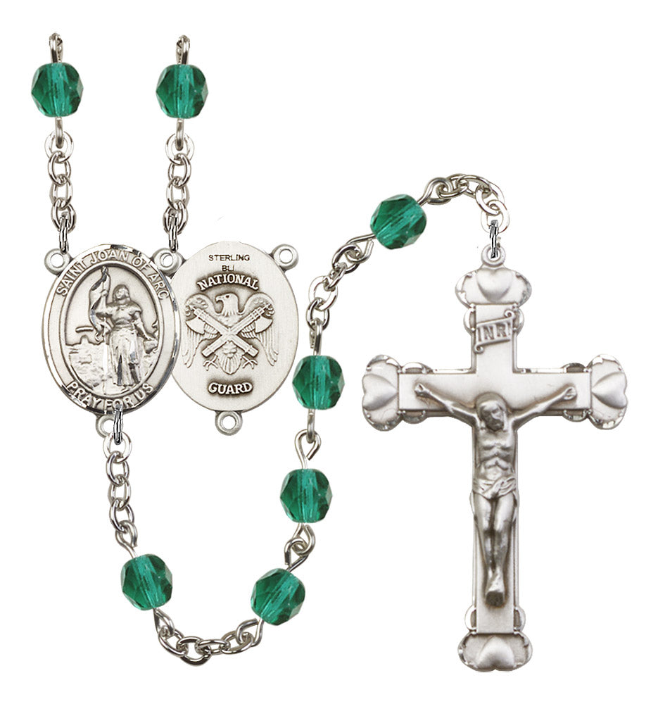 St. Joan of Arc / National Guard Rosary - 6MM Fire Polished Beads (8053S5)