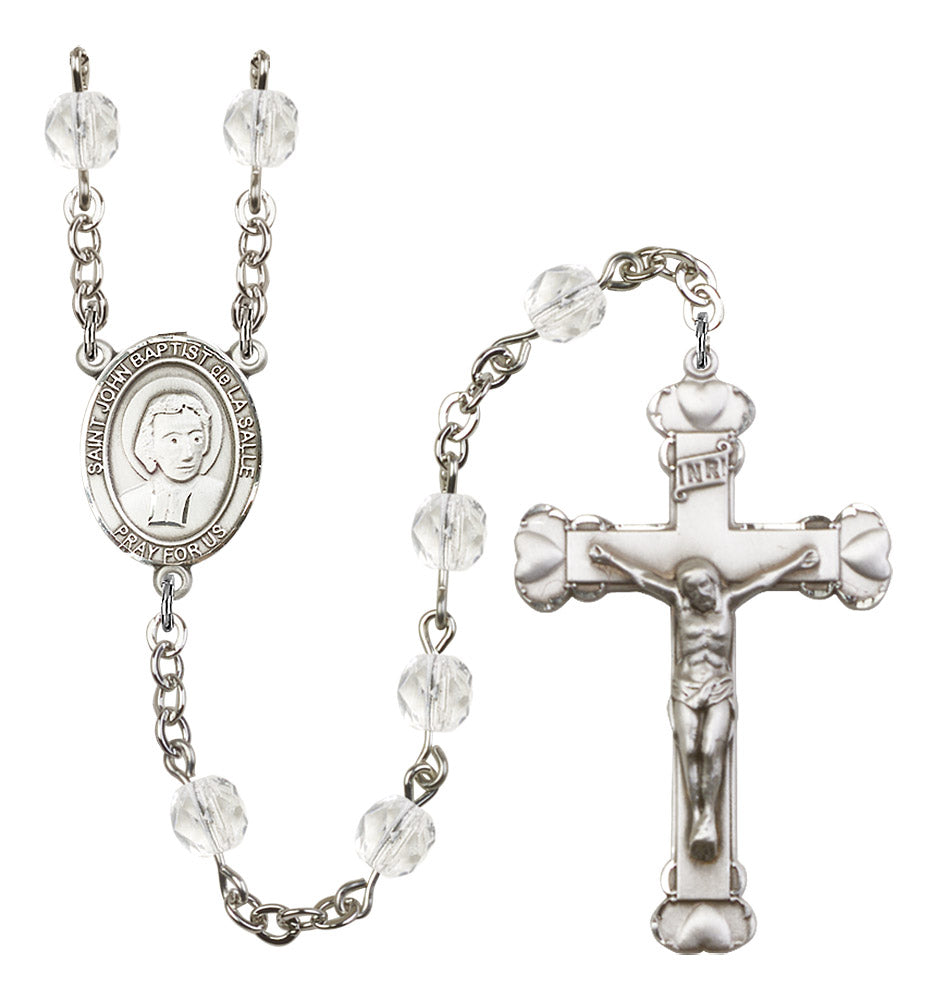 St. John Baptist De La Salle Rosary - 6MM Fire Polished Beads (8262SS)