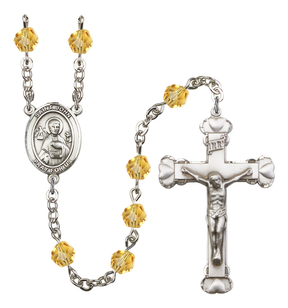 St. John The Apostle Rosary - 6MM Fire Polished Beads (8056SS)