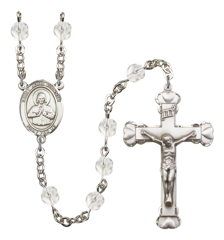St. John Vianney Rosary - 6MM Fire Polished Beads (8282SS)