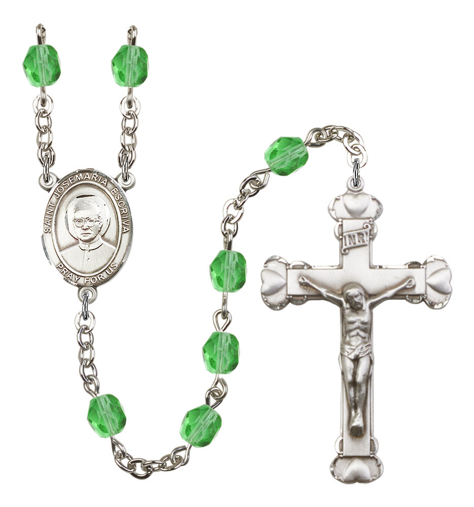 St. Josemaria Escriva Rosary - 6MM Fire Polished Beads (8362SS)