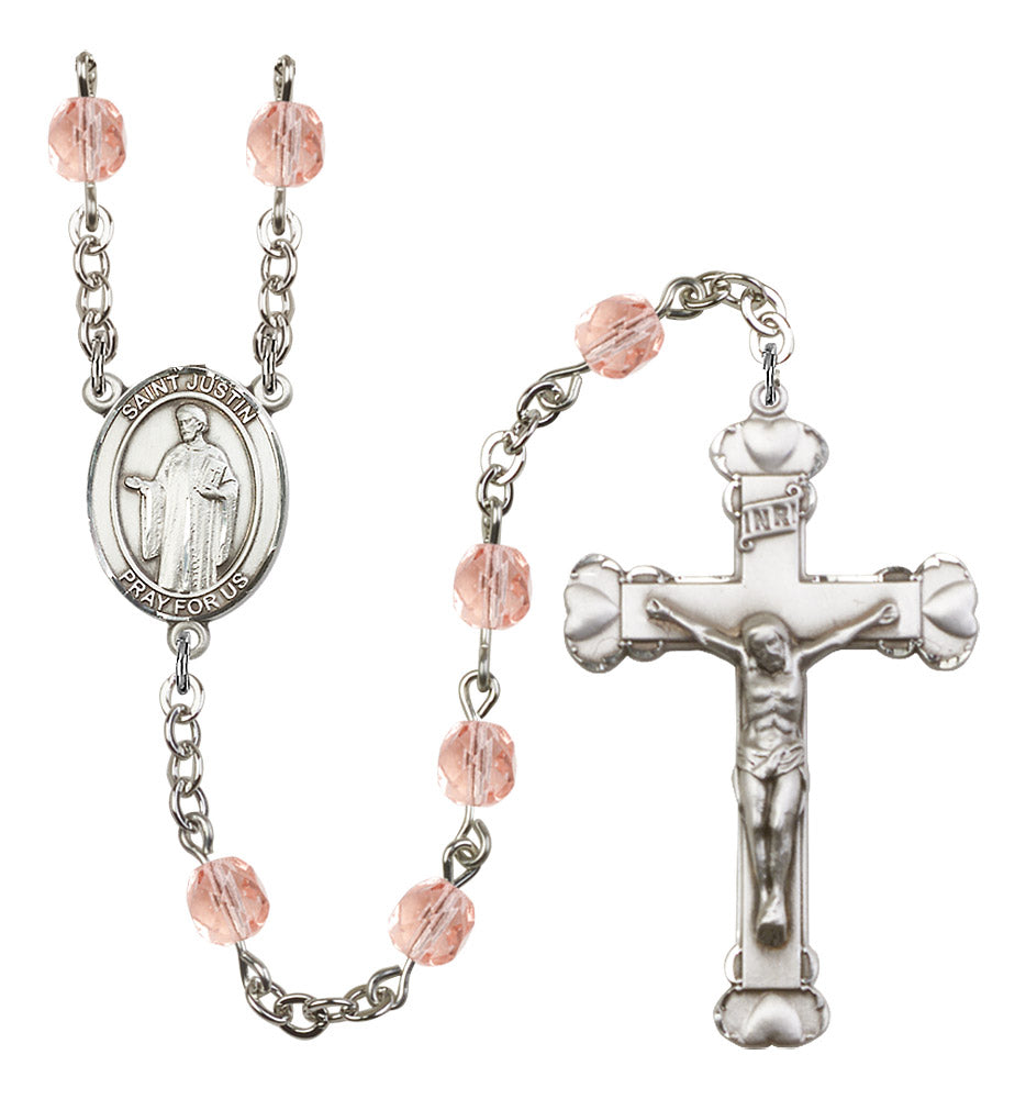 St. Justin Rosary - 6MM Fire Polished Beads (8052SS)