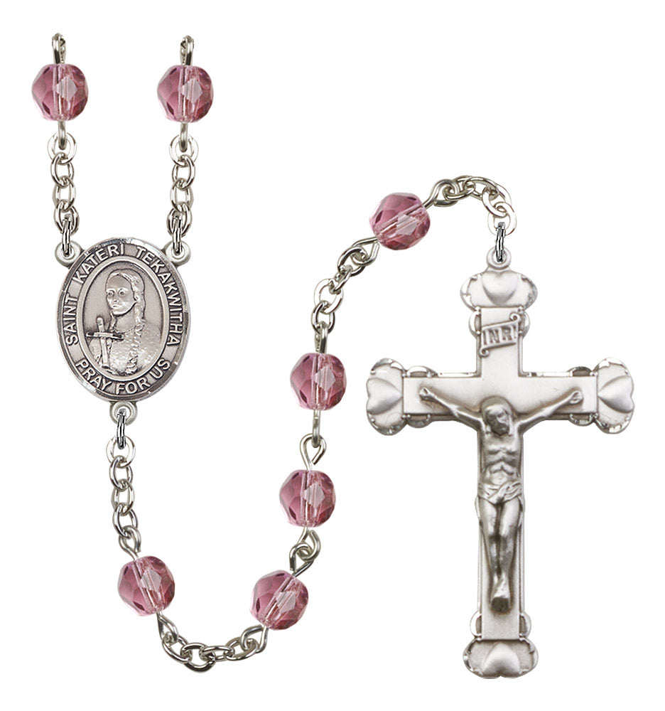 St. Kateri Tekakwitha Rosary - 6MM Fire Polished Beads (8438SS)