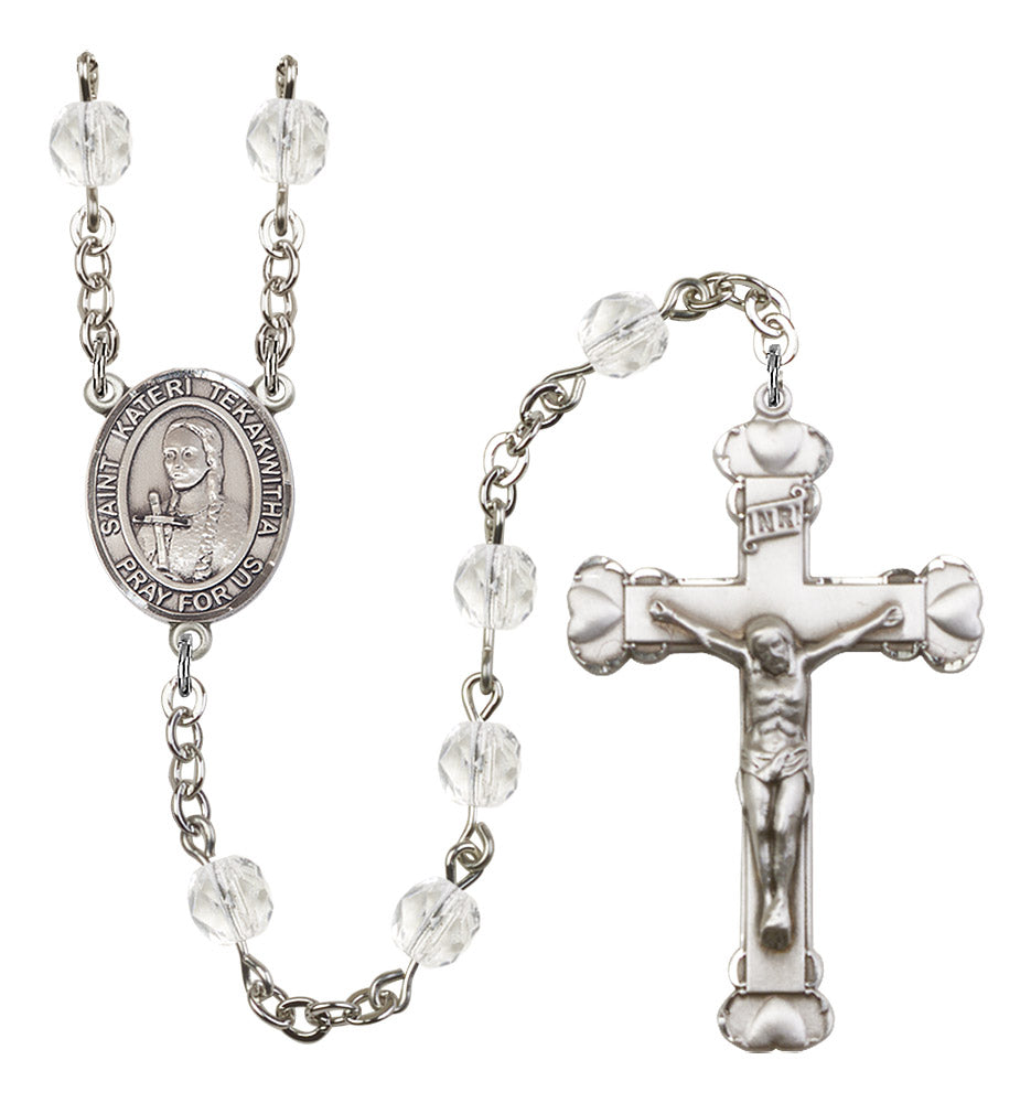 St. Kateri Tekakwitha Rosary - 6MM Fire Polished Beads (8438SS)