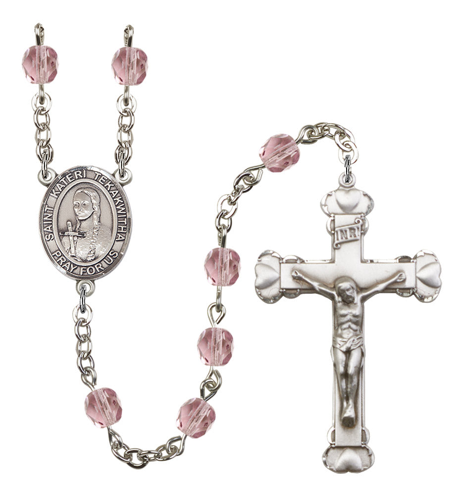 St. Kateri Tekakwitha Rosary - 6MM Fire Polished Beads (8438SS)