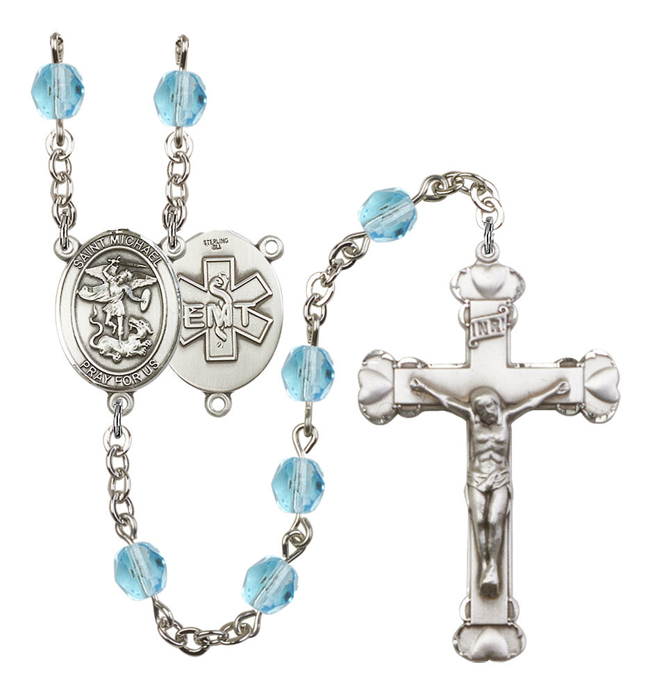 St. Michael / EMT Rosary - 6MM Fire Polished Beads (8076S10SS)
