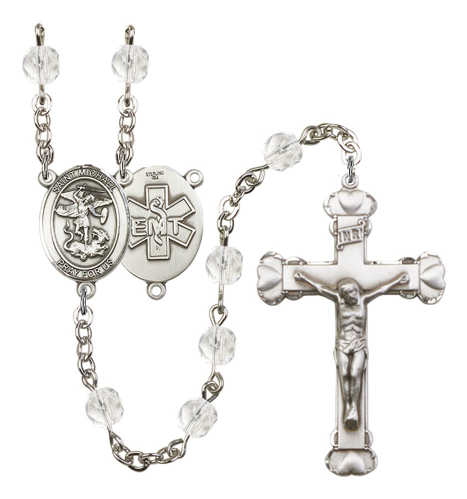 St. Michael / EMT Rosary - 6MM Fire Polished Beads (8076S10SS)
