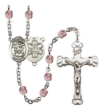St. Michael / EMT Rosary - 6MM Fire Polished Beads (8076S10SS)