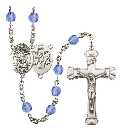St. Michael / EMT Rosary - 6MM Fire Polished Beads (8076S10SS)