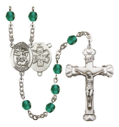St. Michael / EMT Rosary - 6MM Fire Polished Beads (8076S10SS)