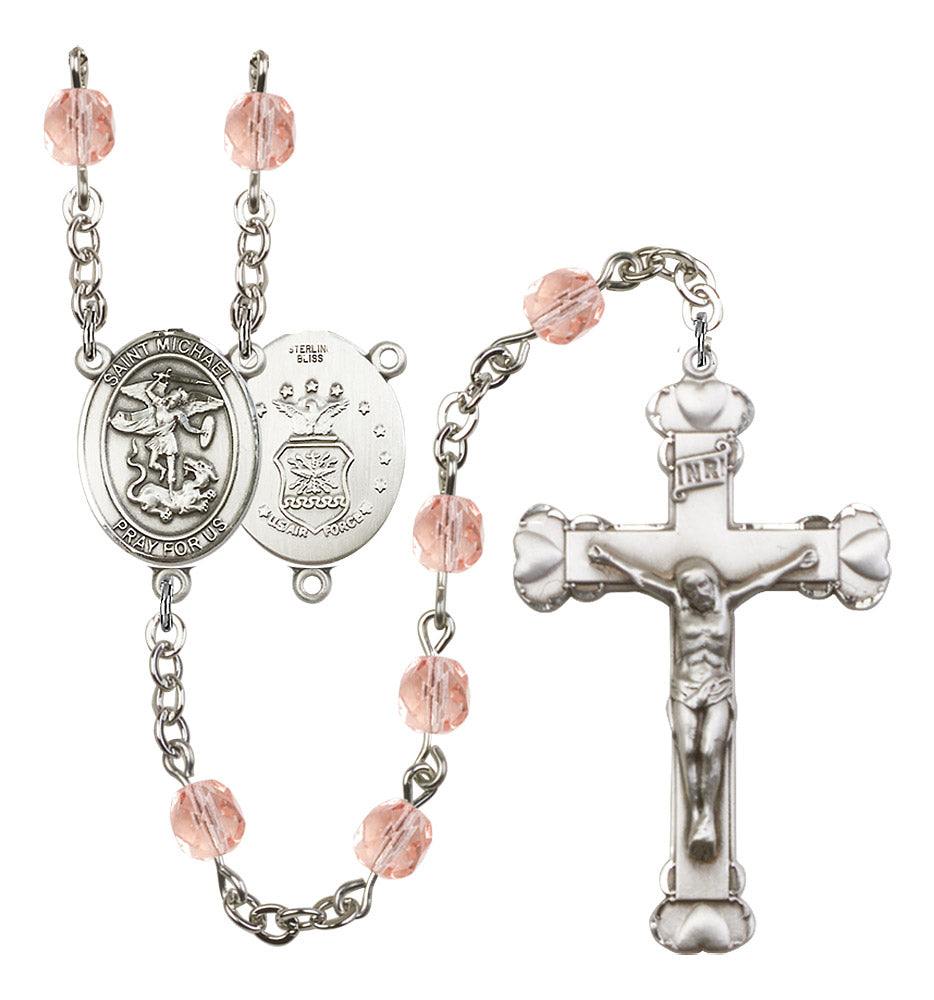 St. Michael / Air Force Rosary - 6MM Fire Polished Beads (8076S1SS)