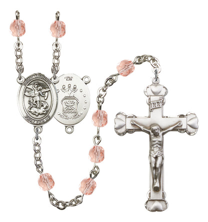 St. Michael / Air Force Rosary - 6MM Fire Polished Beads (8076S1SS)
