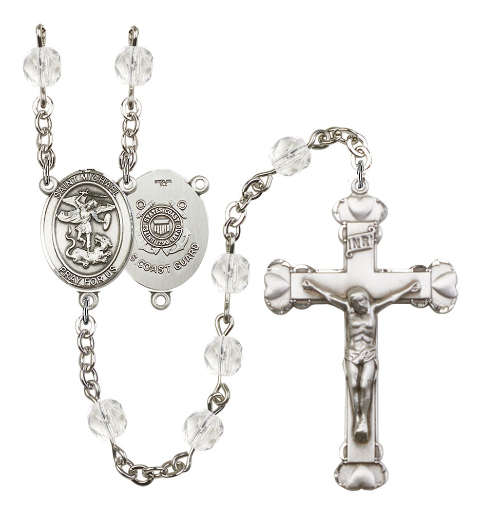 St. Michael / Coast Guard Rosary - 6MM Fire Polished Beads (8076S3SS)