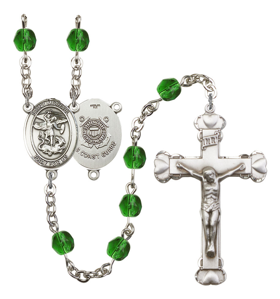 St. Michael / Coast Guard Rosary - 6MM Fire Polished Beads (8076S3SS)