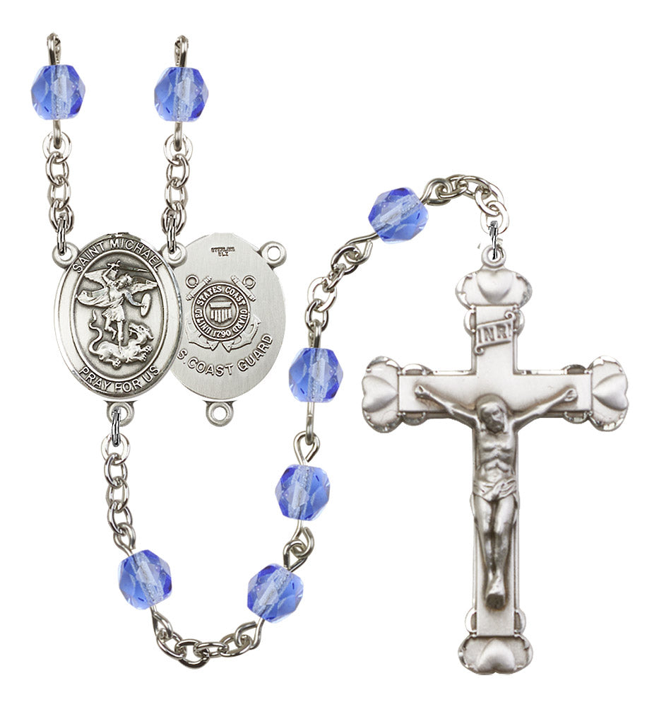 St. Michael / Coast Guard Rosary - 6MM Fire Polished Beads (8076S3SS)