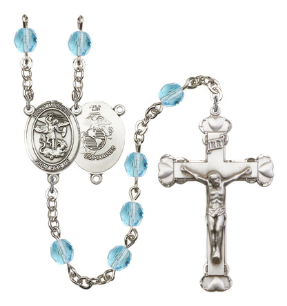 St. Michael / Marines Rosary - 6MM Fire Polished Beads (8076S4SS)