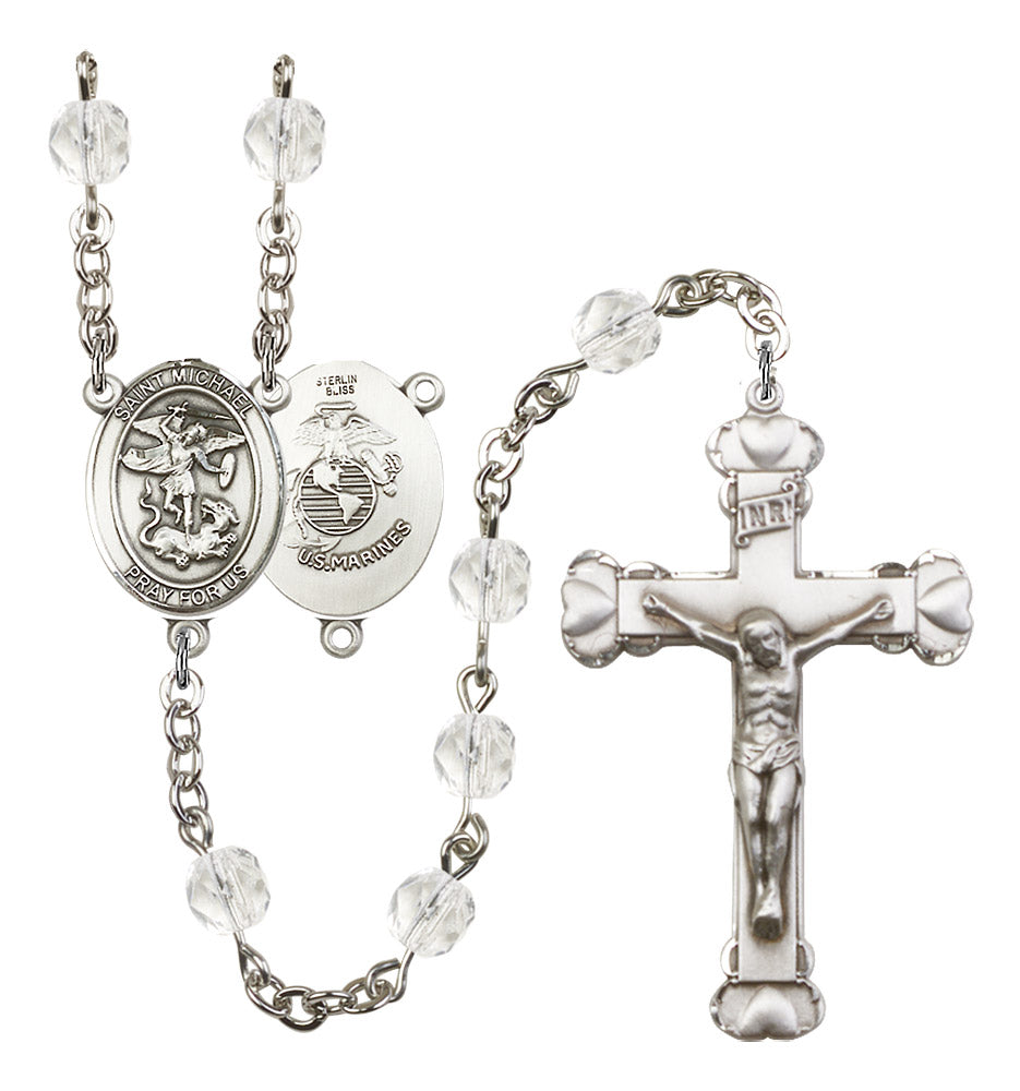 St. Michael / Marines Rosary - 6MM Fire Polished Beads (8076S4SS)