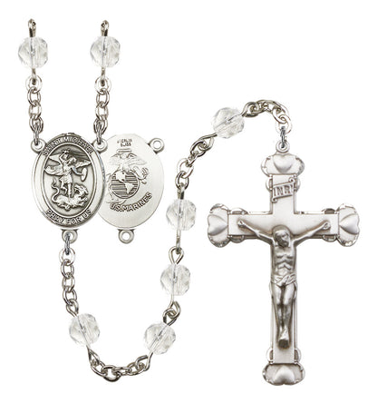 St. Michael / Marines Rosary - 6MM Fire Polished Beads (8076S4SS)