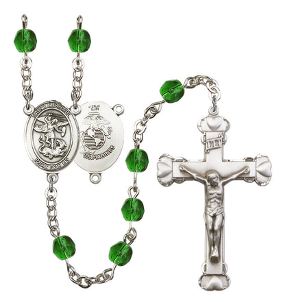 St. Michael / Marines Rosary - 6MM Fire Polished Beads (8076S4SS)