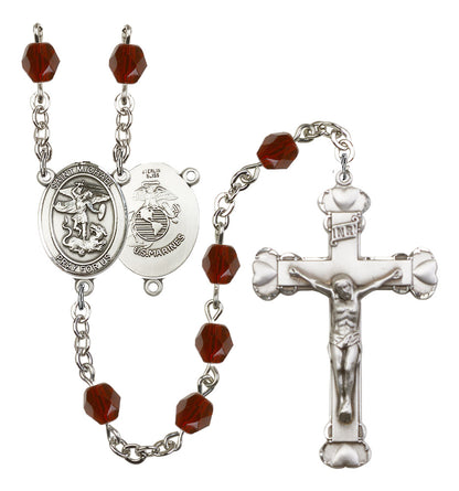 St. Michael / Marines Rosary - 6MM Fire Polished Beads (8076S4SS)