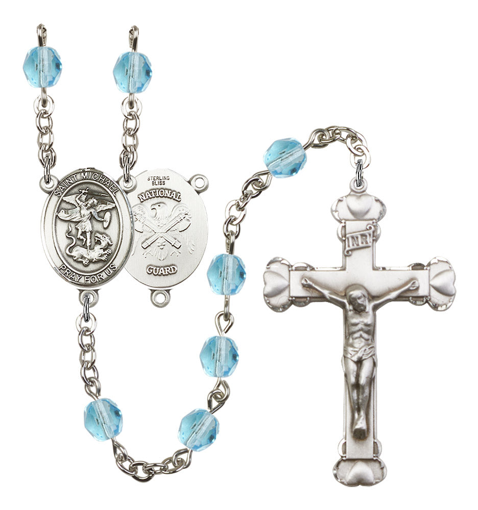 St. Michael / National Guard Rosary - 6MM Fire Polished Beads (8076S5SS)