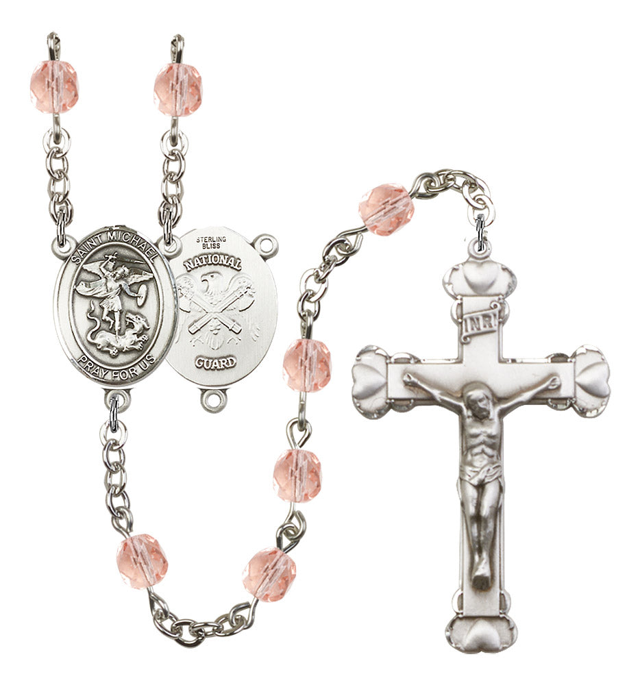 St. Michael / National Guard Rosary - 6MM Fire Polished Beads (8076S5SS)