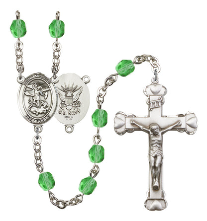 St. Michael / Navy Rosary - 6MM Fire Polished Beads (8076S6SS)