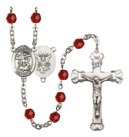 St. Michael / Navy Rosary - 6MM Fire Polished Beads (8076S6SS)