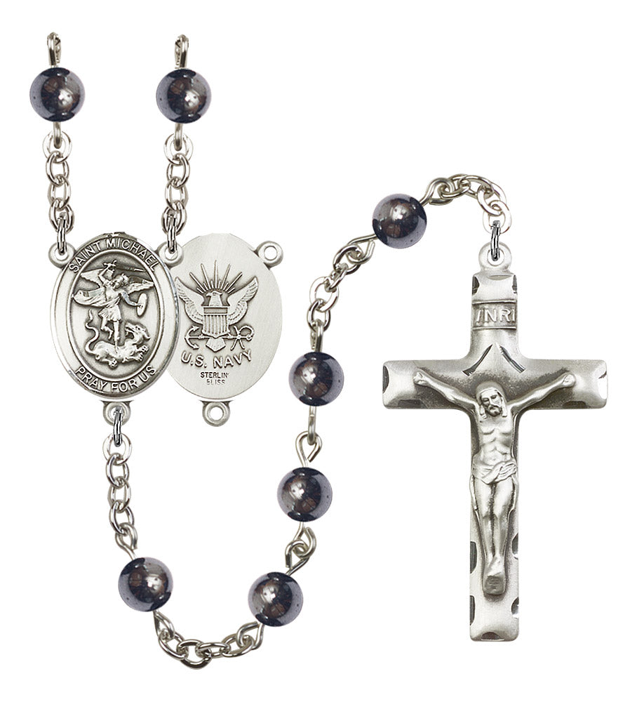 St. Michael / Navy Rosary - 6 Bead Options (8076S6SS)