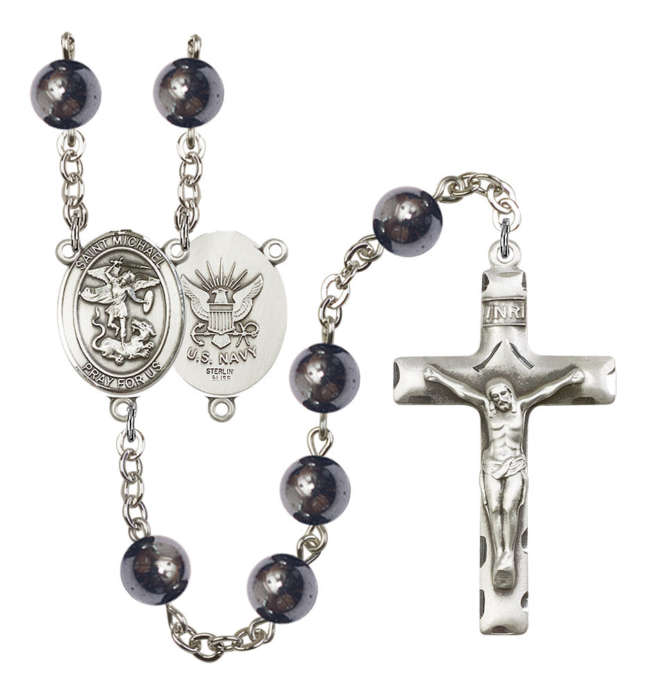 St. Michael / Navy Rosary - 6 Bead Options (8076S6SS)