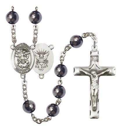St. Michael / Navy Rosary - 6 Bead Options (8076S6SS)