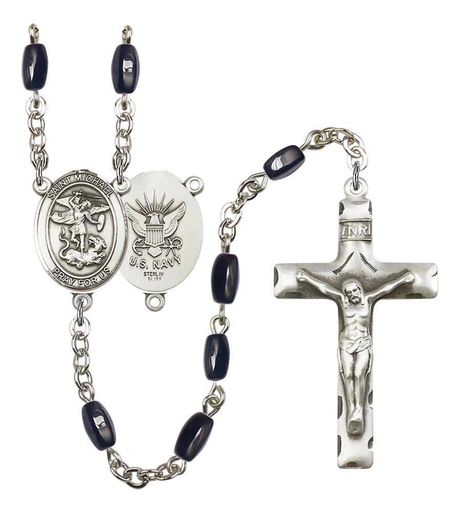 St. Michael / Navy Rosary - 6 Bead Options (8076S6SS)