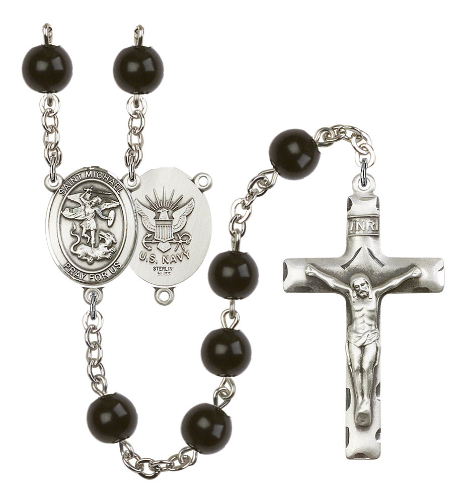 St. Michael / Navy Rosary - 6 Bead Options (8076S6SS)