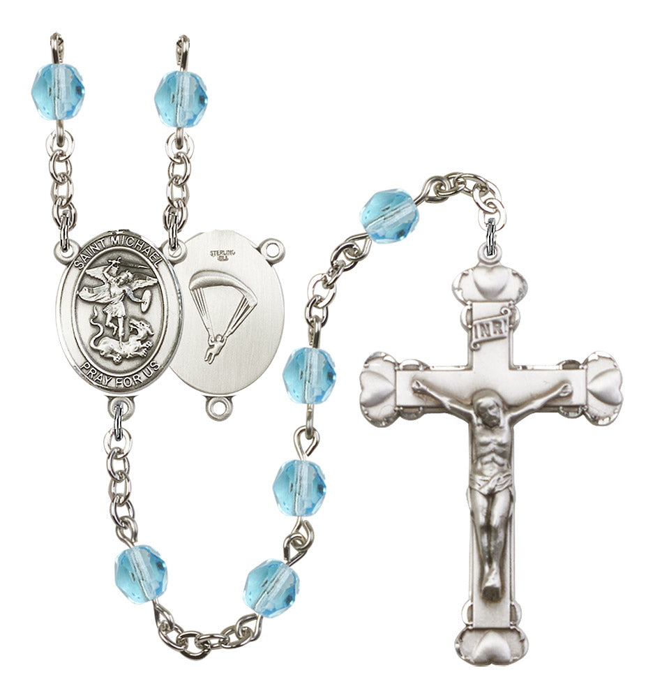 St. Michael / Paratrooper Rosary - 6MM Fire Polished Beads (8076S7SS)