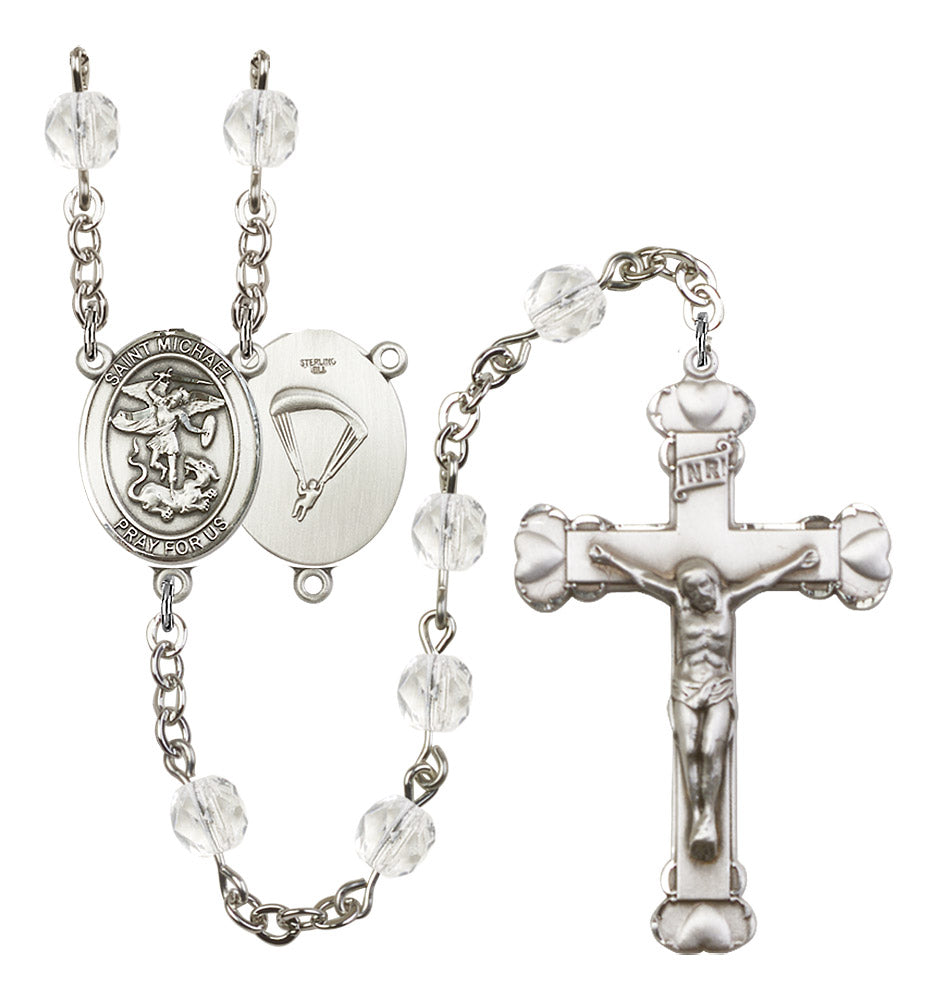 St. Michael / Paratrooper Rosary - 6MM Fire Polished Beads (8076S7SS)