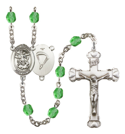 St. Michael / Paratrooper Rosary - 6MM Fire Polished Beads (8076S7SS)