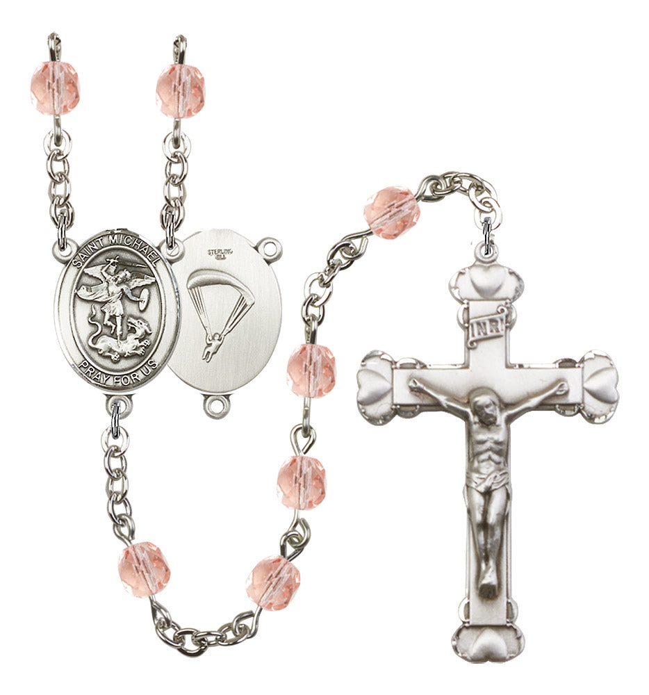 St. Michael / Paratrooper Rosary - 6MM Fire Polished Beads (8076S7SS)