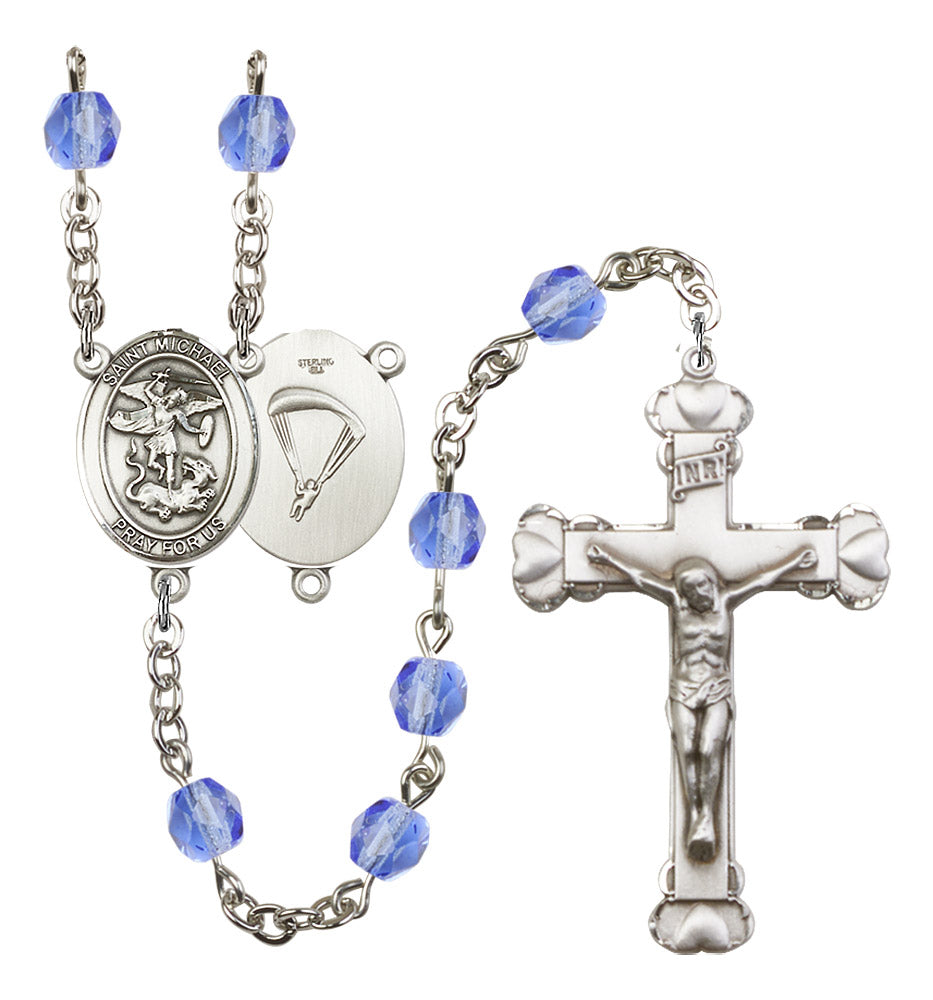 St. Michael / Paratrooper Rosary - 6MM Fire Polished Beads (8076S7SS)