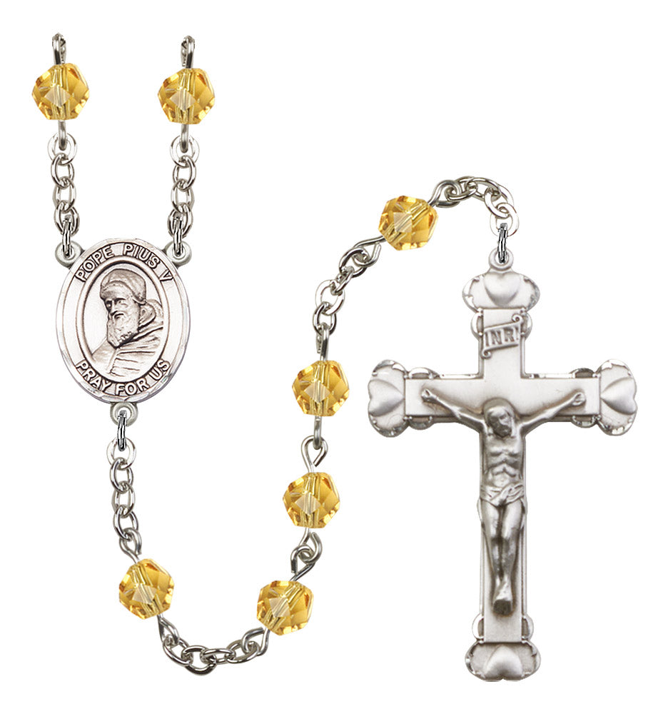 St. Pius X Rosary - 6MM Fire Polished Beads (8452SS)