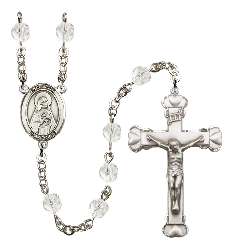 St. Rita of Cascia Rosary - 6MM Fire Polished Beads (8094SS)