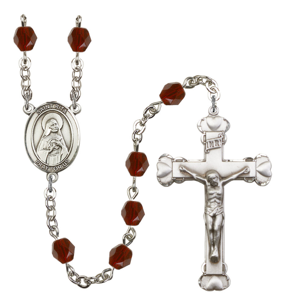 St. Rita of Cascia Rosary - 6MM Fire Polished Beads (8094SS)
