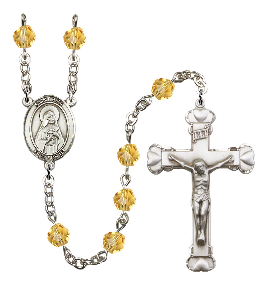 St. Rita of Cascia Rosary - 6MM Fire Polished Beads (8094SS)