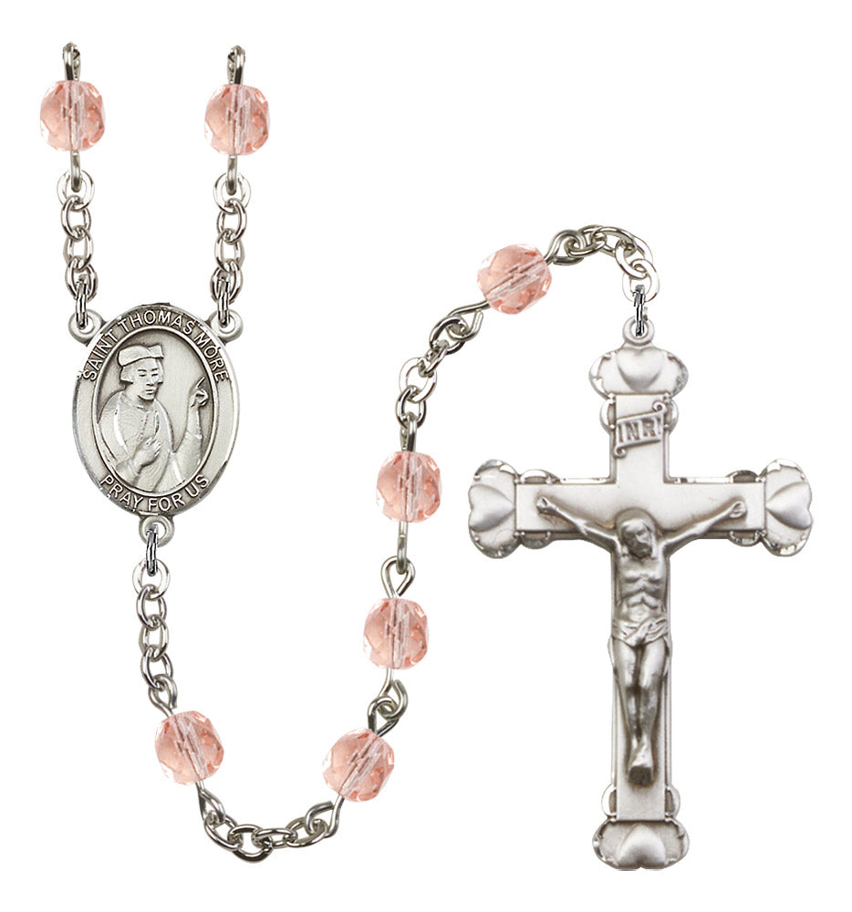St. Thomas More Rosary - 6MM Fire Polished Beads (8109SS)