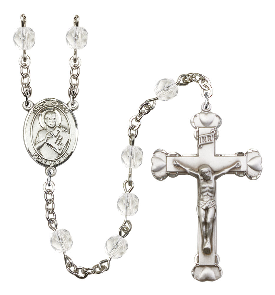 St. Viator of Bergamo Rosary - 6MM Fire Polished Beads (8408SS)
