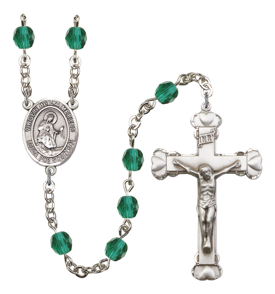 Virgen De La Merced Rosary - 6MM Fire Polished Beads (8289SPSS)