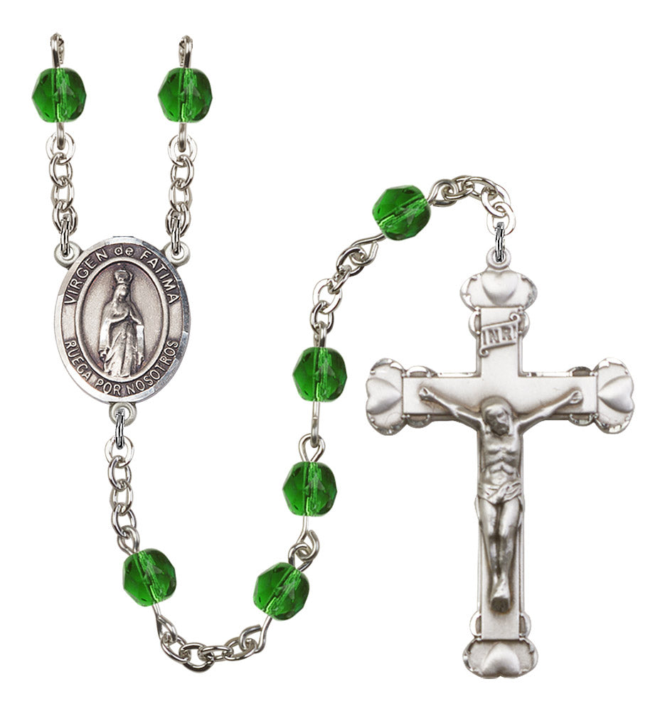 Virgen Del Fatima Rosary - 6MM Fire Polished Beads (8205SPSS)