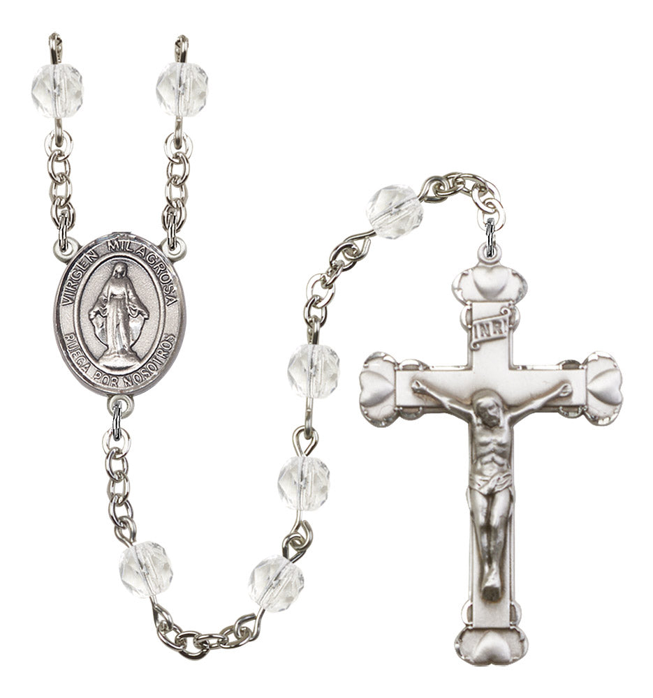 Virgen Milagrosa Rosary - 6MM Fire Polished Beads (8078SPSS)