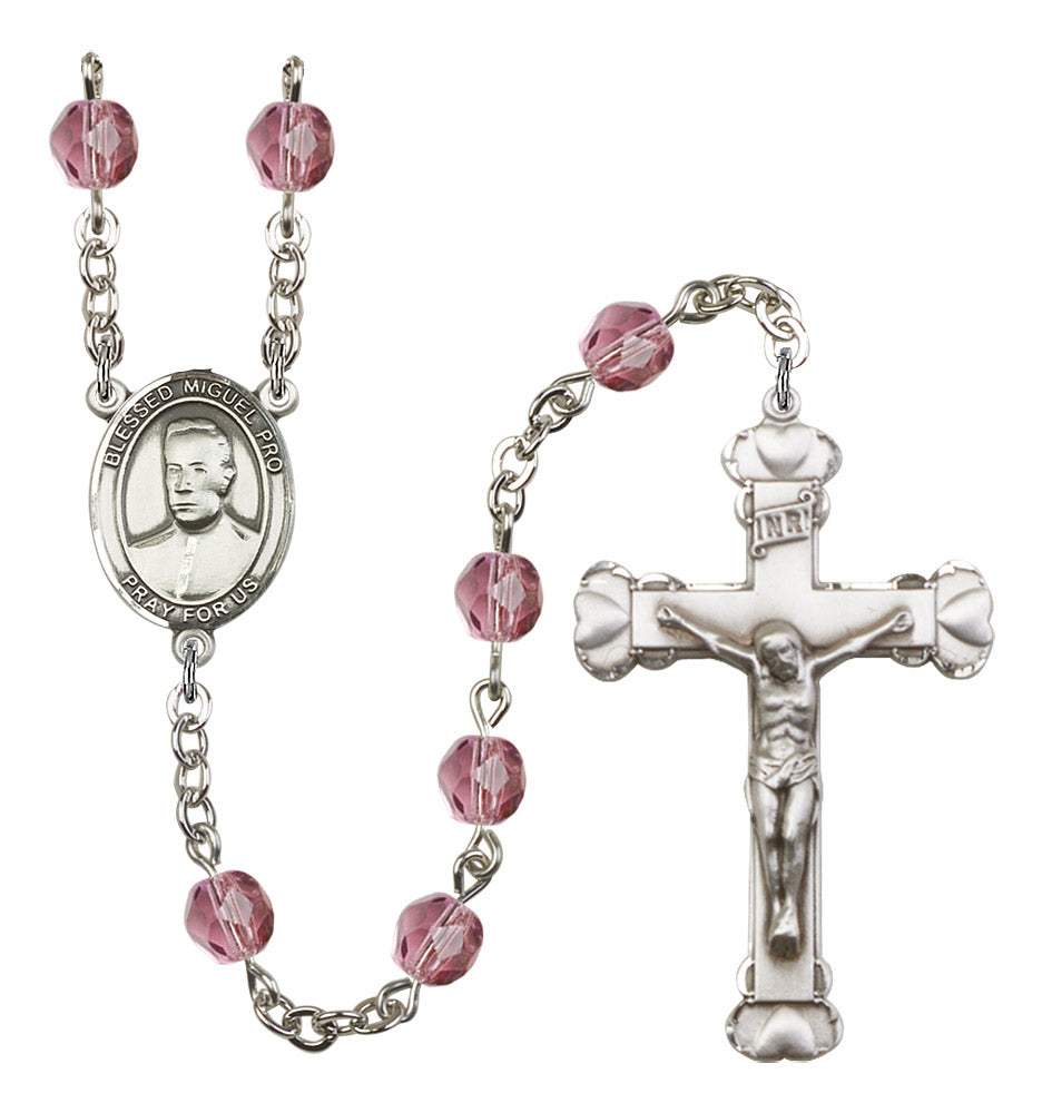 Blessed Miguel Pro Rosary - 6MM Fire Polished Beads (8389SS)