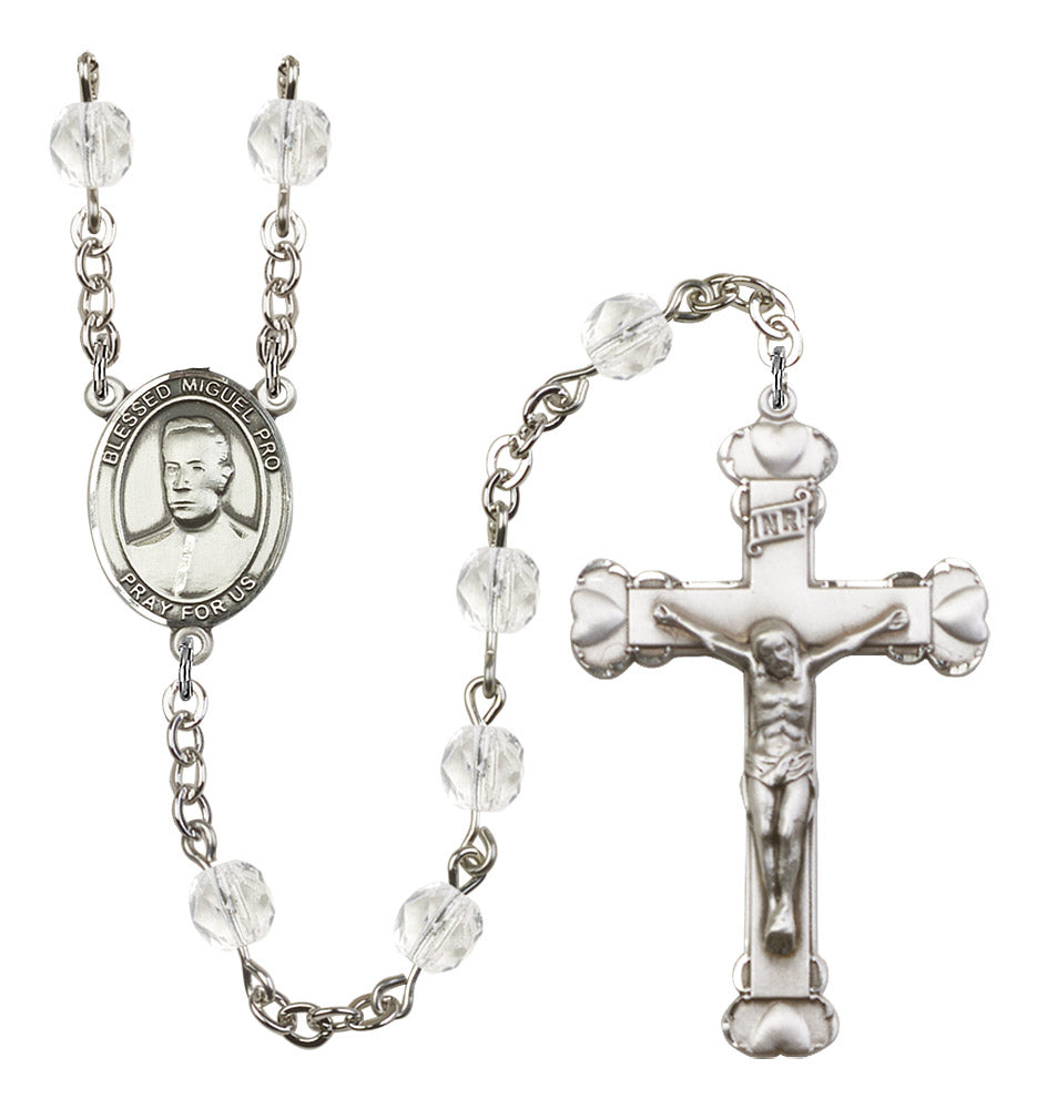 Blessed Miguel Pro Rosary - 6MM Fire Polished Beads (8389SS)